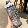 Copo de Água 2000ml Feminino Verão Estudante Chaleira de Água Esportes ao Ar Livre Copo Balde Grande Capacidade Copo com Canudo e Escala