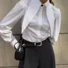 Camisa Blanca Estilo Francés para Mujer, Diseño de Nicho para Primavera y Otoño, Cuello de Solapa, Camisa de Punto de Manga Larga, Moderna y Versátil para el Trabajo