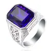 Anillo de acero de titanio europeo y americano venta directa de fábrica anillo de gran gema multicolor Amazon venta directa de fábrica