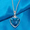 Colgante Corazón de Melocotón Diamante Grande Desnudo Diamante Azul Tinta Juego de Colgantes Imitación Topacio con Diamante Sudafricano Collar Colgante Azul Londres