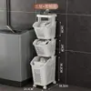 Cesta para Ropa Sucia de Espacio en el Baño Estante de Almacenamiento para Baño del Hogar Cesta de Almacenamiento Multicapa Cesta Simple Móvil para Ropa Sucia con Ruedas