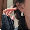 Pendientes de Plata de Ley S925 Estilo Coreano Diseño de Nicho Retro Blanco Quemado Joyería para Orejas de Línea Simple y Personalidad Estilo Coreano