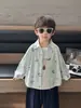 Q126 Camisa de manga larga estilo coreano para niños, nueva colección de otoño 2026, camisa para niños, top elegante de dibujos animados para niños, adecuado para primavera y otoño