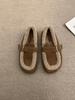 Zapatos Mao Mao sin cordones para mujer Otoño/Invierno 2024 Zapatos Mori Vintage para mujer Forro polar cálido Frosted Zapatos perezosos tipo Birkenoff