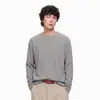 Camiseta de manga larga para hombre LKTM estilo americano acanalada elástica antiarrugas 280g color liso unisex casual cuello redondo camiseta básica