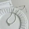 Colar com Pingente de Borboleta de Contas Redondas Grandes e Pequenas Estilo Doce e Elegante para Mulheres, Corrente de Clavícula da Moda de Alta Qualidade, Corrente de Pescoço Deslumbrantemente Bonita