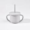 Taza de Aprendizaje de Silicona para Niños con Asa, Taza con Popote Desmontable, Antiahogo, Resistente a Altas Temperaturas, Taza de Agua para Exteriores para Niños
