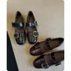 Primer Encuentro con los Zapatos Planos de Mujer Estilo Francés, Zapatos Elegantes para la Noche con una Sola Correa de Hebilla, Adecuados para Combinar con Faldas, Estilo Mary Jane