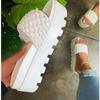 Pantuflas de Plataforma de Suela Gruesa para Mujer para Usar en la Calle Pantuflas Nuevas de Tiras Tejidas para Mujer Pantuflas para Mujer