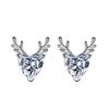 Un ciervo te tiene pendientes de asta de plata con diamantes de colores en forma de corazón, pendientes de alce femenino, nuevo regalo de cumpleaños coreano para el día de San Valentín
