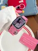 Pulseira de Relógio Colorida com Bolinhas de Tricô e Fivela Magnética Compatível com Apple Watch iwatch 12ª Geração 11/10 Ultra/SE
