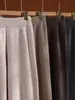 Calça de Lã Grossa 100% Wide Leg Feminina Outono Inverno Cintura Alta Caimento Solto Malha Quente Calça de Perna Reta Casual Calça Longa Canelada