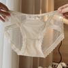 Ropa interior sexy de satén de alta gama con encaje para mujer, cintura baja, entrepierna fina de seda de morera, tangas de malla negra al por mayor