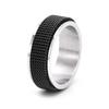 Suministro transfronterizo acero de titanio personalidad anillo giratorio tejido de malla para hombre joyería estilo rojo neto anillo para aliviar el estrés