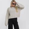 Suéter de Punto de Manga Larga de Color Sólido Holgado Estilo Europeo y Americano para Mujer, Nuevo Jersey de Punto Otoño e Invierno 2026 Otoño Comercio Exterior Transfronterizo Estilo Corto