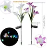 Decoración de jardín de patio de villa LED para plantar en el suelo flor artificial solar Lámpara de lirio para plantar 4 lámparas de césped