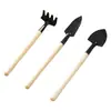 Set de Tres Piezas de Herramientas de Jardinería Herramientas de Jardín Mini Pala Rastrillo Azada Pequeña Multifuncional Pala para Aflojar Plantas Domésticas T