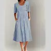 2026 Roupas Femininas Plus Size Europeias e Americanas Transfronteiriças Novo Vestido Longo com Bolso Botão Estampado Amazon