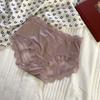 Ropa interior de encaje de satén de puro deseo estilo francés para mujer, bordado de flores caladas, sexy, transparente, entrepierna de seda de morera, talle medio, tipo vaina, talla grande