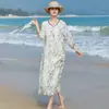Primavera/Verão 2026 Novo 100 Contagens Ráfia Flor de Ameixa Padrão de Bambu Novo Estilo Chinês Viagem Artístico Vestido de Fada