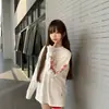 Camiseta de manga larga de algodón 220 hilos, 19 unidades, estilo americano, bordado de goma tridimensional para mujer, marca de moda para primavera y otoño, camiseta básica estampada de cuello redondo
