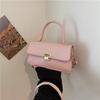 Bolso de mano retro texturizado para mujer, de color liso, sencillo, pequeño, cuadrado, moderno, con cierre, tipo bandolera, 2024