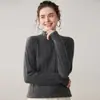 Otoño e Invierno Nuevo Estilo Sencillo Suéter de Punto de Lana de Cuello Semi Alto para Mujer Jersey Ajustado Suéter Cálido de Capa Base para Mujer Grueso