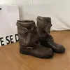 Botines retro desgastados con remaches, 2026, perfectos para el uso diario, para ir al trabajo y para el estilo urbano, geniales y elegantes, fáciles de poner y quitar, botines cortos estilo caballero, botines de moda