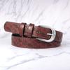 Cinto de couro com folhas em relevo, fivela de pino, estilo étnico vintage moderno, jeans moderno, casual, para mulheres