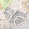 Calcinha Feminina de Algodão Cintura Média, Confortável, Respirável, Calcinha Sem Costura para Menina, Shorts Antibacterianos Doces e Simples para Estudante