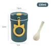 Taza de Desayuno para Estudiantes Taza Portátil de Gachas para Oficinistas con Cuchara Taza de Té Taza con Popote Antiderrames de Acero Inoxidable 304 Taza Práctica