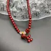 Pulseira de Cinábrio Dupla Fio Pingente de Lótus Trevo de Quatro Folhas Baixo Teor Areia Dourada Roxa Pulseira de Pulso Presente para Amigos Atacado para Transmissão ao Vivo