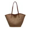 Bolsa Tote Feminina de Novo Estilo com Textura de Palha, Grande Capacidade, Adequada para o Trabalho, Compras, Escola, Bolsa de Mão Simples e Leve