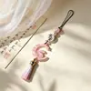 Lótus Cristalizado Lírio do Vale Estilo Nacional Lótus Corrente de Celular com Contas Chaveiro Pingente de Bolsa Joia Exquisita Presente para Mulheres