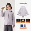 Colección de invierno de Pudding Haru: ropa de niña, ropa exterior a prueba de tres (agua, viento, suciedad), nuevo estilo de invierno 2026, cortavientos ligero con capucha para niños
