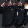 Camiseta Masculina de Manga Longa em Destaque, Marca da Moda, Forrada com Fleece, Top Outono-Inverno, Moletom, Camiseta Básica Juvenil, Camada Base