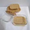 Caja para Conservar Alimentos Frescos con Tapa de Bambú, Tapa Selladora de Lata de Hierro, Vidrio con Tapa de Bambú