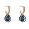 Brincos de Gota de Água com Pedras de Diamante Personalizados Estilo Retrô Francês, Femininos, Modernos, Leves, Luxuosos, Versáteis, High-End, Brincos Super Brilhantes para Atacado