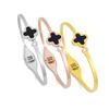 Pulseira de Aço Titânio Cor Ouro Rosa Trevo de Quatro Folhas Pulseira da Moda Sem Desgaste Diamante Nova Pulseira Personalizada de Aço Inoxidável Feminina Masculina