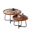 Mesa de centro geométrica criativa de escritório Amazon cuidadosamente selecionada, pequena mesa de café redonda decorativa para sala de estar, prática, de ferro e madeira