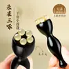 Peine Masajeador Ocular Pequeño de Flor de Loto en Palo de Rosa con Cuerno de Cabra, Herramienta Pájaro Bermellón de Tres Picos, Peine de Meridianos, Palo Masajeador de Puntos de Acupuntura Facial, Palo Estirador de Tendones Faciales