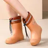 Botas de Lluvia Cordón Pareja Zapatos de Lluvia para Hombres y Mujeres Adultos Impermeables Súper Suaves Antideslizantes Resistentes al Desgaste Zapatos de Goma con Terciopelo Moda Botas de Agua