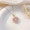 Collar Transfronterizo Japonés y Coreano Dulce Colorido Corazón Accesorios de Collar para Mujeres Estilo Ins Moderno Elegante Perla Cadena para Clavícula para Mujeres