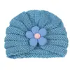 Chapéu de Bebê Outono e Inverno Chapéu Infantil com Laço Flor de Cinco Pétalas Chapéu de Lã Tricotado Macacão Quente para Bebê Chapéu Feito à Mão
