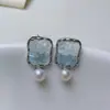 Aretes de Perla en Stock para Mujer, con Perlas en Forma de Bollo y Cristal de Sal Marina, con una Textura Refinada, Adecuados para el Uso Diario, Disponibles para Dropshipping