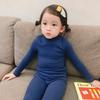 Conjunto de Roupa Íntima Infantil 2026 Meninos e Meninas Gola Redonda Primavera e Outono Manga Longa Top e Calça de Base Escovados Conjunto de Duas Peças