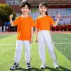Uniformes Escolares para Actividades y Clases, Conjunto de Dos Piezas de Camisetas de Algodón Puro Coloridas y Pantalones Largos, Estilo Padre-Hijo, Atuendo de Presentación, Ropa Deportiva para Porristas