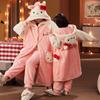 Pijama de invierno grueso con forro polar para niñas, para padres e hijas, camisón lindo y dulce de forro polar de coral, ropa de casa cálida de longitud media