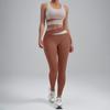 Conjunto de Yoga com Combinação de Cores Amazon Transfronteiriço Pêssego Justo à Prova de Choque Alta Elasticidade Esportivo Fitness Conjunto de Duas Peças para Mulheres