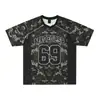 Comércio Exterior Camuflagem Retrô Americano Patchwork Camisa de Malha Gola V Manga Curta Unissex Nacional Tendência Marca Casual Solta Camisa de Meia Manga para Casal